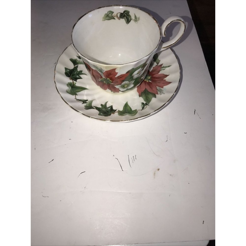 Vintage Royal Patrician Staffordshine,England Teacup saucer Red Roses